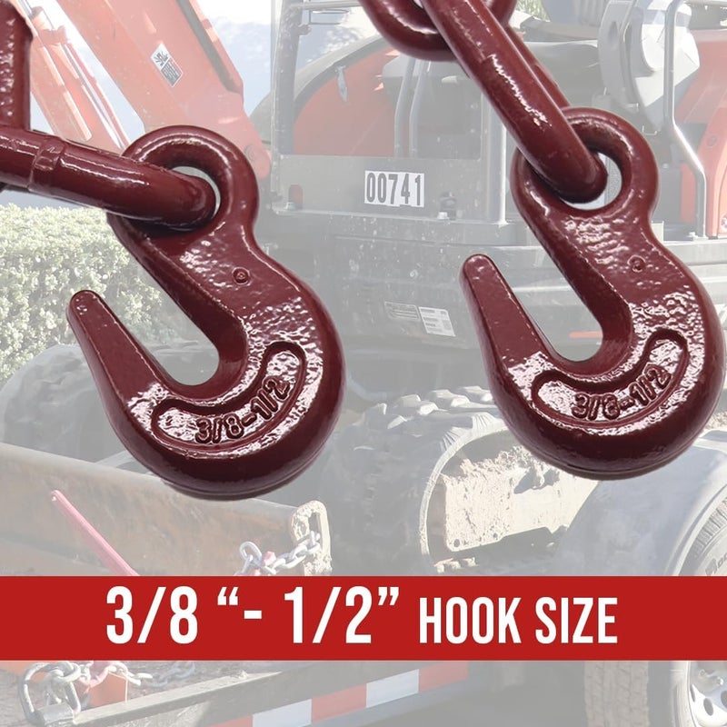 BoxerTool 3/8” – 1/2” Heavy Duty Chain Lever Load Binder with Forged Grab Hooks - Chain Binder Tie Down - 27,600 LBS Breaking Strength - Image 3